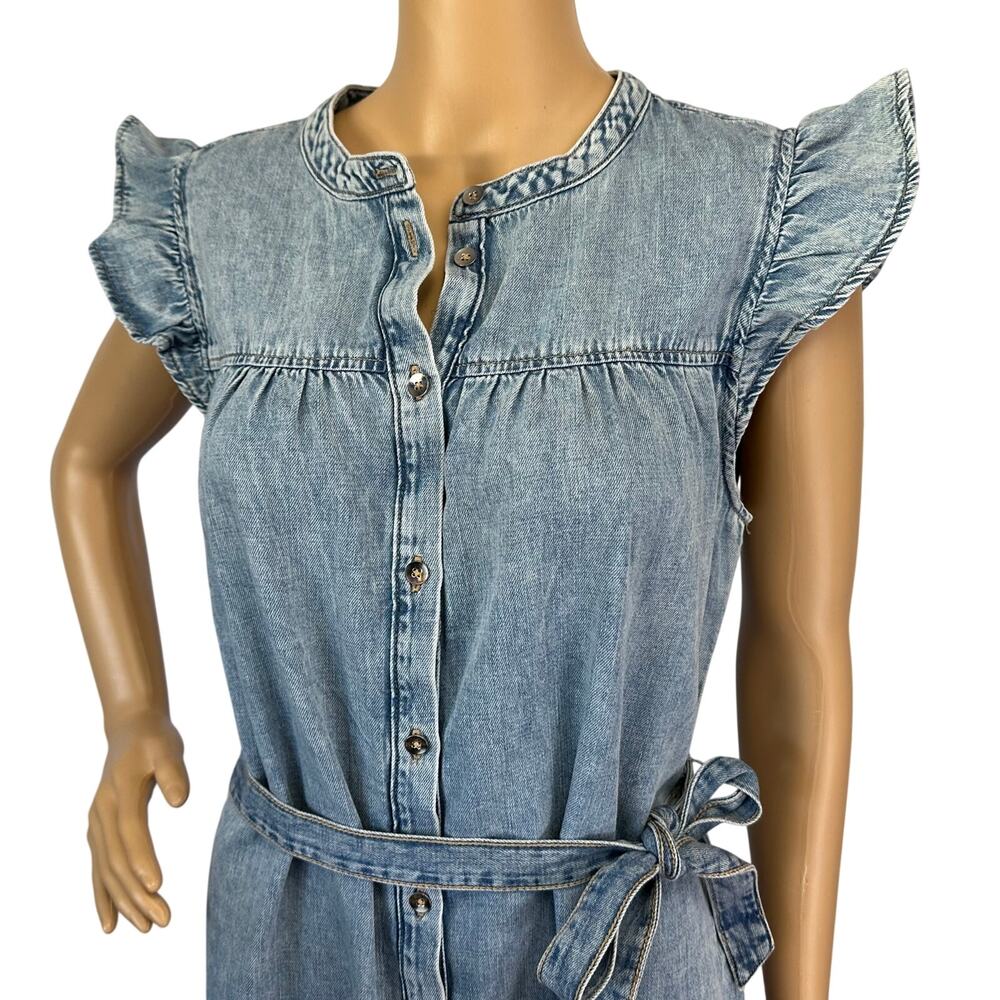 NWT J. Crew Ruffle Sleeve Denim Mini Dress English Blue Wash CK540 Size 12 - Picture 8 of 13